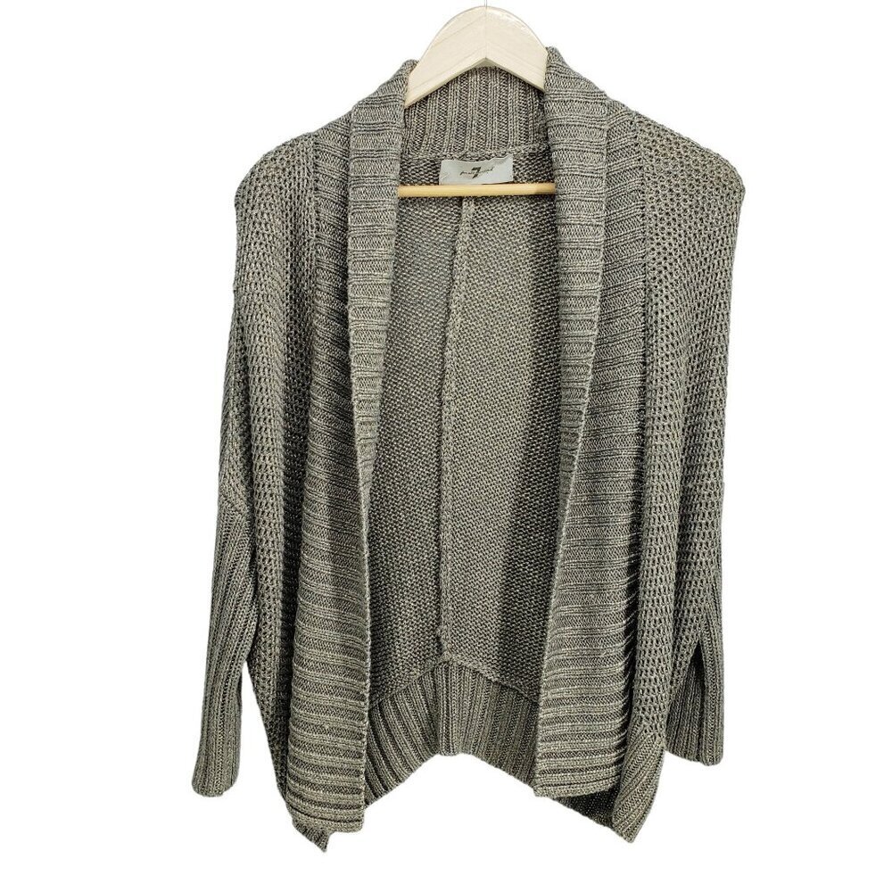 7 For All Mankind Metallic Knit Open Front Cardigan Sweater XS